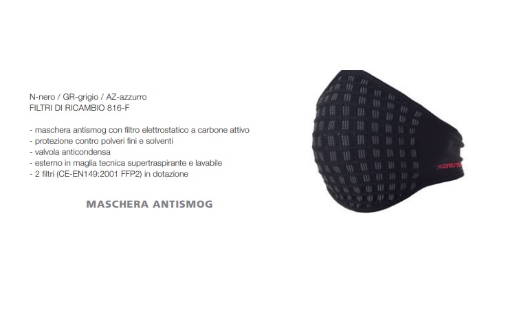 Maschera Antismog con filtro elettrostatico a carbone attivo - Cicli di  Bartolomei Shop